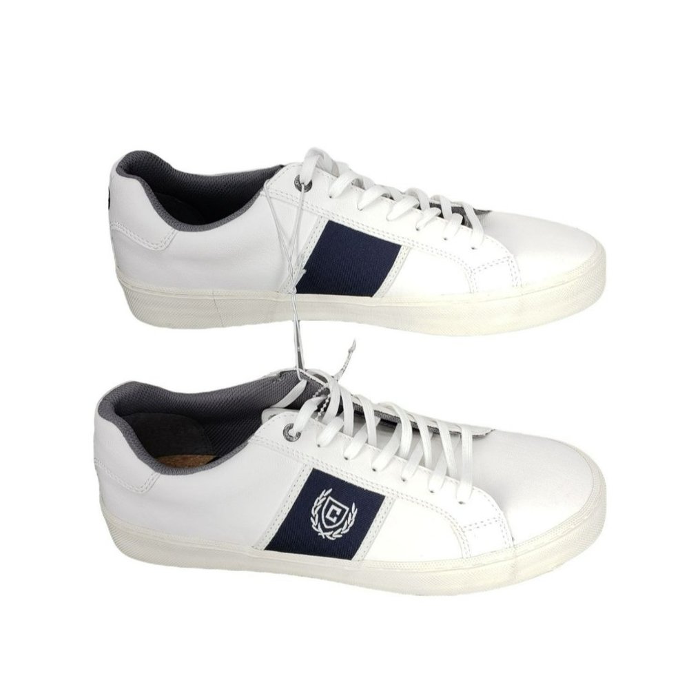 Chaps Hodge Ross Sneakers Shoes Cream White Navy Mens Size 10.5 10 1/2